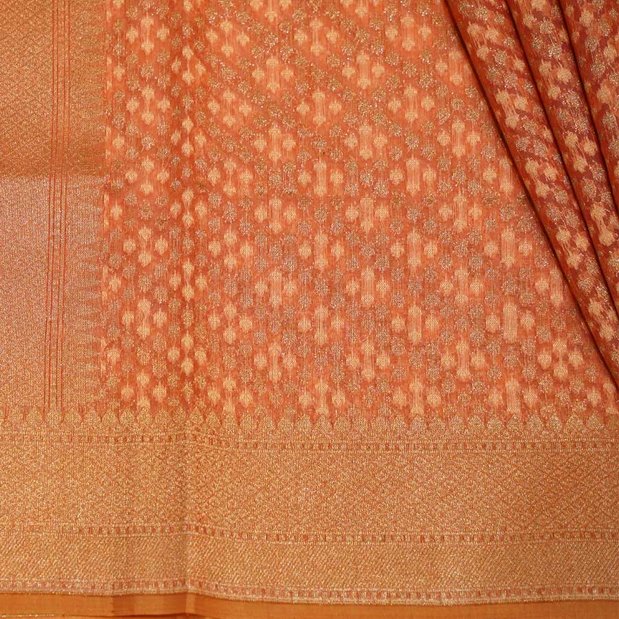 Square pattern Banarasi cotton silk